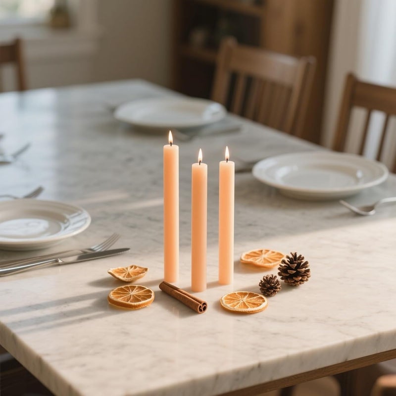 Sihuida 12-Pack Light-Orange Taper Candles, 10 Inch Unscented Dripless Candlesticks, Long-Lasting Burn Time of 7-8 Hours, Perfect for Fall Harvest Halloween Thanksgiving Dinners Parties and Home Décor - Image 4